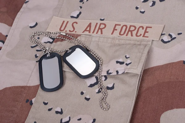 Us air force uniform with dog tags — Stock Photo, Image