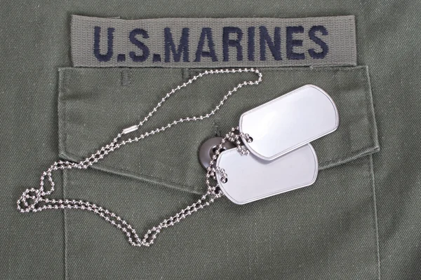 米国海兵隊のユニフォーム空白の犬のタグを — ストック写真
