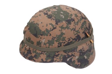 us marines kevlar helmet with camouflage cover with ammo amulet clipart
