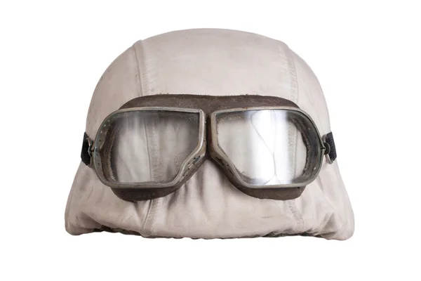 Camouflaged nazi german helmet with protective goggles — Stock Photo, Image