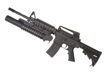An M4A1 carbine equipped with an M203 grenade launcher clipart
