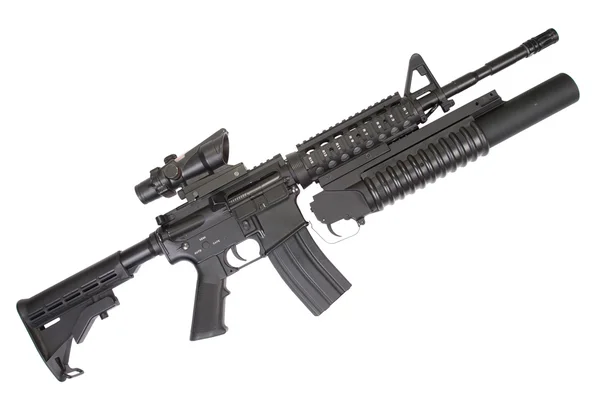 An M4A1 carbine equipped with an M203 grenade launcher — Stock Photo, Image