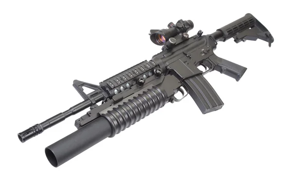 An M4A1 carbine equipped with an M203 grenade launcher — Stock Photo, Image
