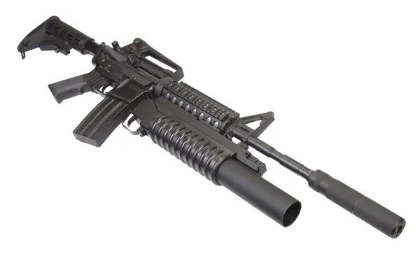 M4 carbine with silencer equipped with an M203 grenade launcher — Stock Photo, Image