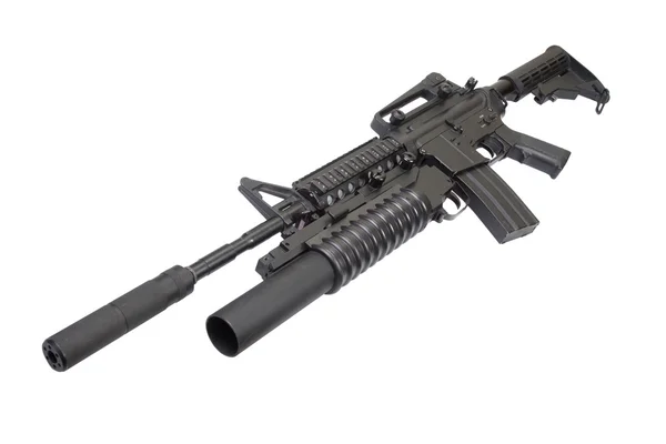 M4 carbine med ljuddämpare utrustad med en m203 granatkastare — Stockfoto