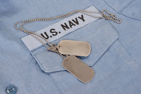 Us navy uniform with blank dog tags — Stock Photo, Image