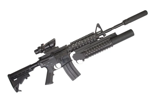 Assault rifle with an M203 grenade launcher — Stock Photo, Image