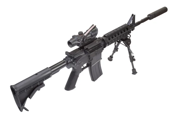 Assault rifle with bipod and silencer — Stock Photo, Image