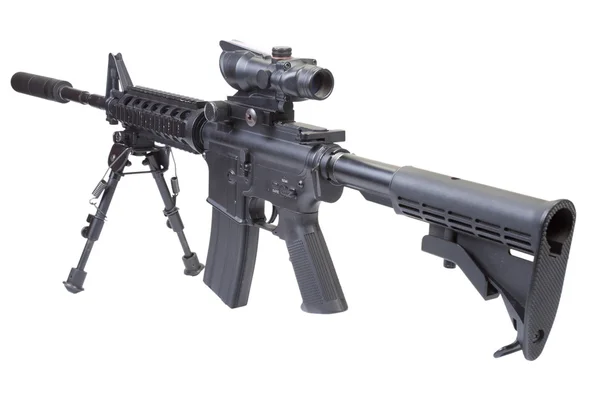 Assault rifle with bipod and silencer — Stock Photo, Image