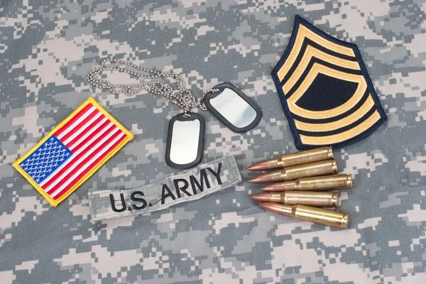 US ARMY conceito com uniforme de camuflagem — Fotografia de Stock