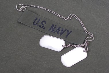 us navy uniform with blank dog tags clipart