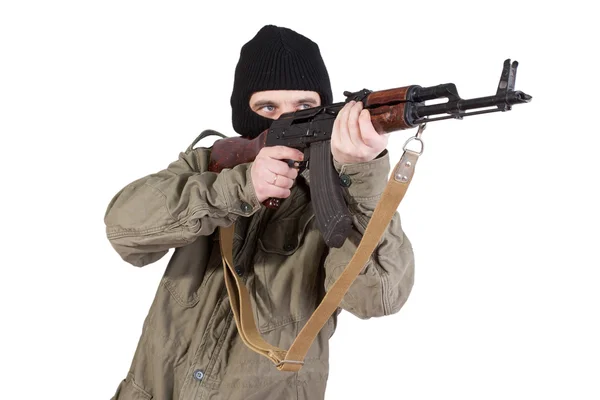 Robber with kalashnikov — Stock Photo, Image