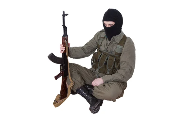 用卡拉什尼科夫冲锋枪的强盗 — 图库照片