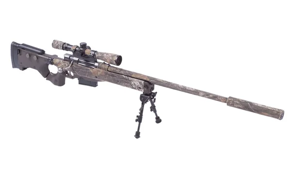 Camouflaged sniper rifle — Stock Photo, Image