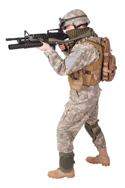 US soldier with assault rifle — Stock Photo, Image