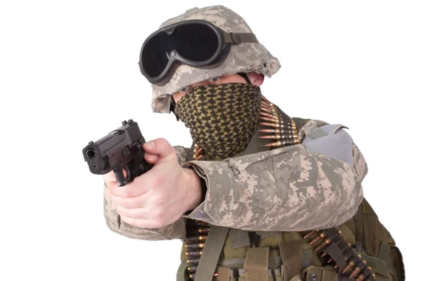 Oss soldat med hand pistol — Stockfoto