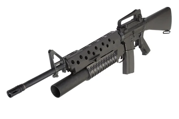 En m16a4 gevär utrustat med en m203 granatkastare — Stockfoto