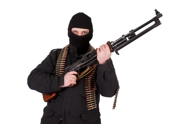 Mercenary with rpd-44 machine gun — Stock Photo, Image