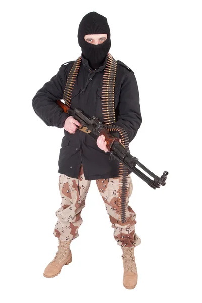 Soldat med maskingevær - Stock-foto
