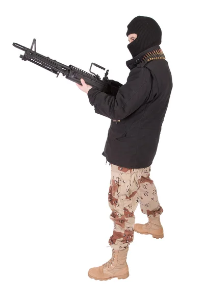 Terrorist with m60 machine gun — Stock Photo, Image