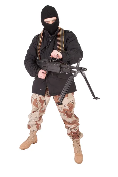 Terrorist with m60 machine gun — Stock Photo, Image