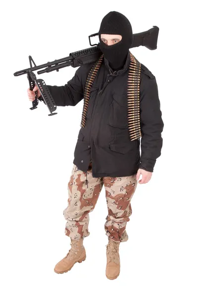 Терорист з кулеметом m60 — стокове фото