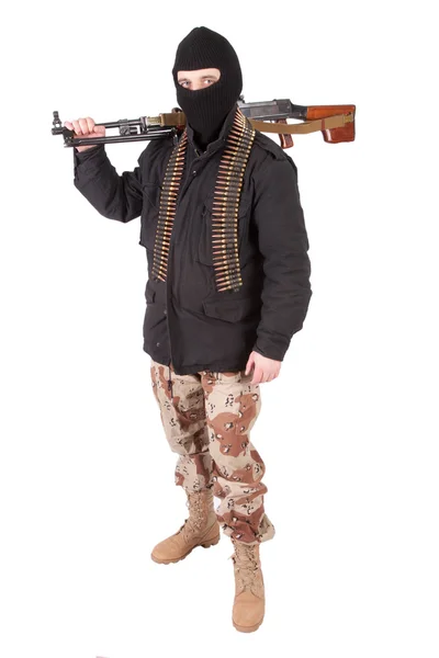 Soldat med kulspruta — Stockfoto