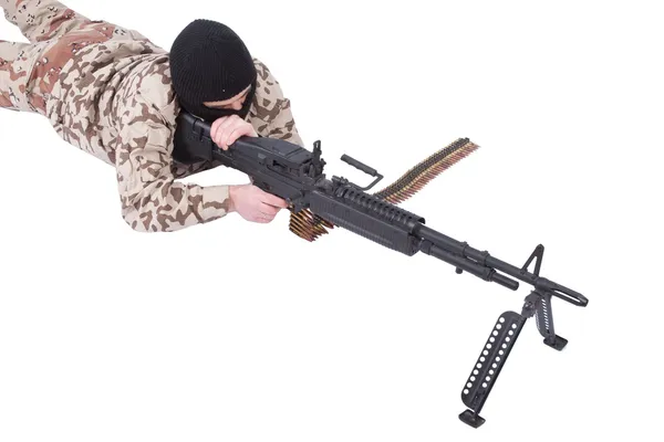Mercenario con mitragliatrice m60 — Foto Stock