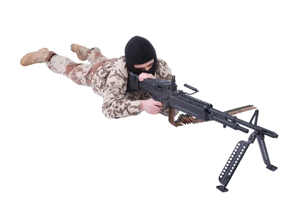 Mercenary with m60 machine gun — Stock Photo, Image