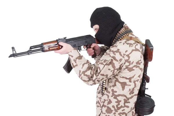 Mercenary with kalashnikov rifle — Stock Photo, Image