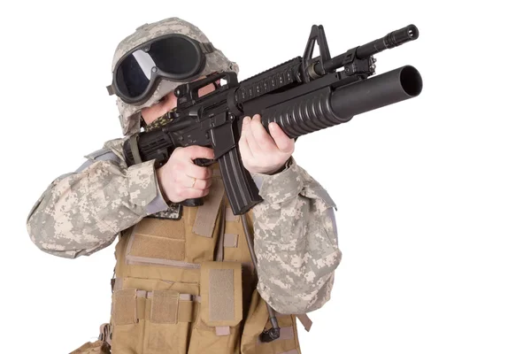 私たち軍 m4 のライフルを持つ兵士 — ストック写真