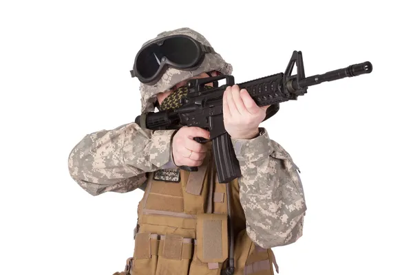 Amerikai katona az m4 rifle — Stock Fotó