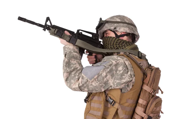 Soldado del ejército estadounidense con rifle m4 —  Fotos de Stock