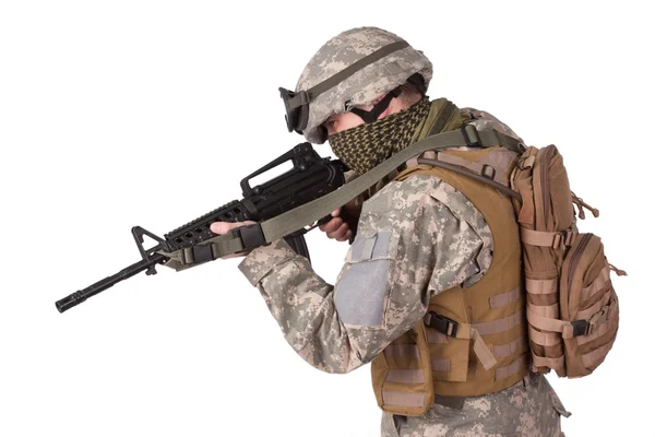 Amerikai katona az m4 rifle — Stock Fotó