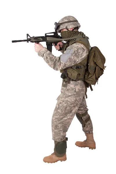 US soldier with assault rifle — Stock Photo, Image