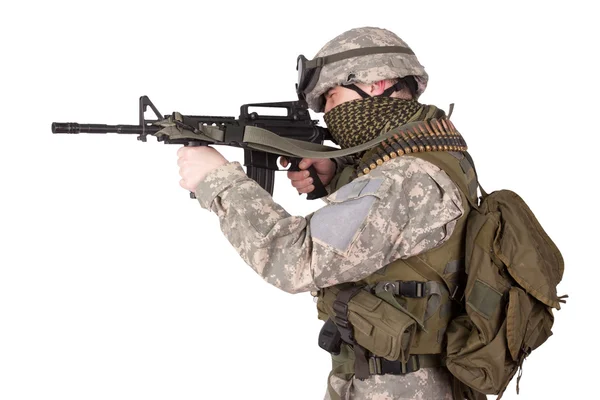 US soldier with assault rifle — Stock Photo, Image