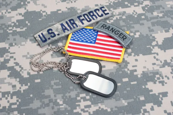 US ARMY airborne tab with blank dog tags — Stock Photo, Image