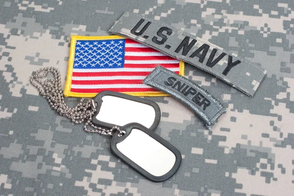 US ARMY ranger tab with blank dog tags — Stock Photo, Image