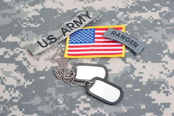 US ARMY ranger tab with blank dog tags — Stock Photo, Image