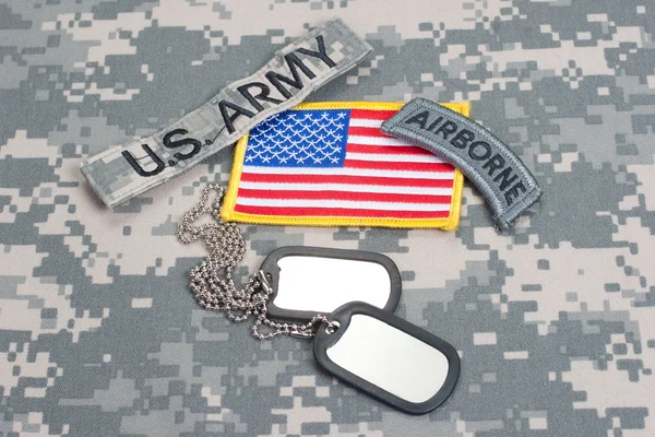 US ARMY ranger tab with blank dog tags — Stock Photo, Image