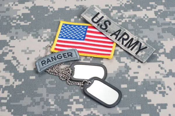 US ARMY ranger tab with blank dog tags