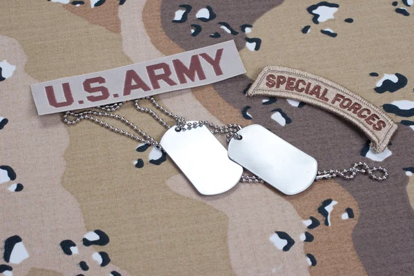 US ARMY ranger tab with blank dog tags — Stock Photo, Image