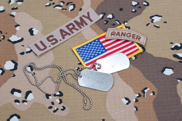 US ARMY ranger tab with blank dog tags — Stock Photo, Image