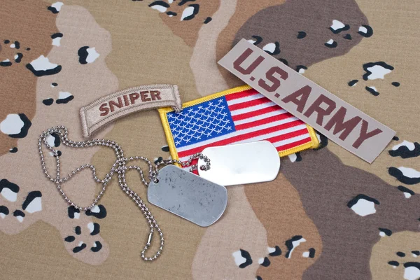 US ARMY ranger tab with blank dog tags — Stock Photo, Image