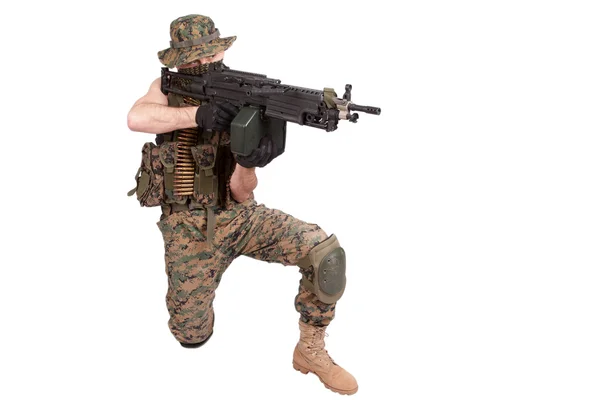 US MARINES avec mitrailleuse M249 — Photo