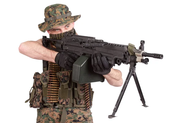 US MARINES con mitragliatrice M249 — Foto Stock