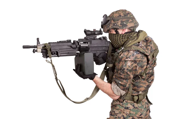 US MARINES com metralhadora M249 — Fotografia de Stock