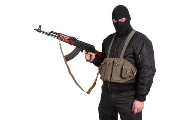 Terrorist med kalashnikov — Stockfoto