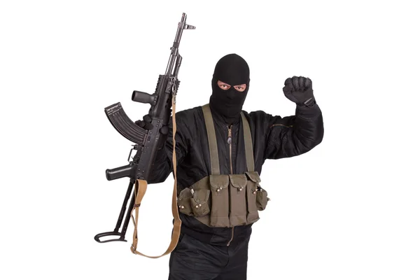 Terrorist med kalashnikov — Stockfoto