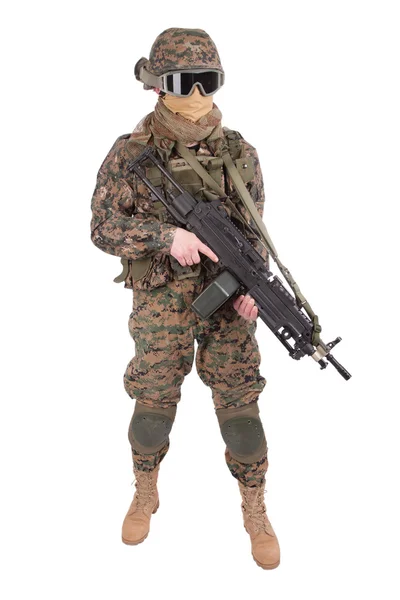 US MARINES con mitragliatrice M249 — Foto Stock
